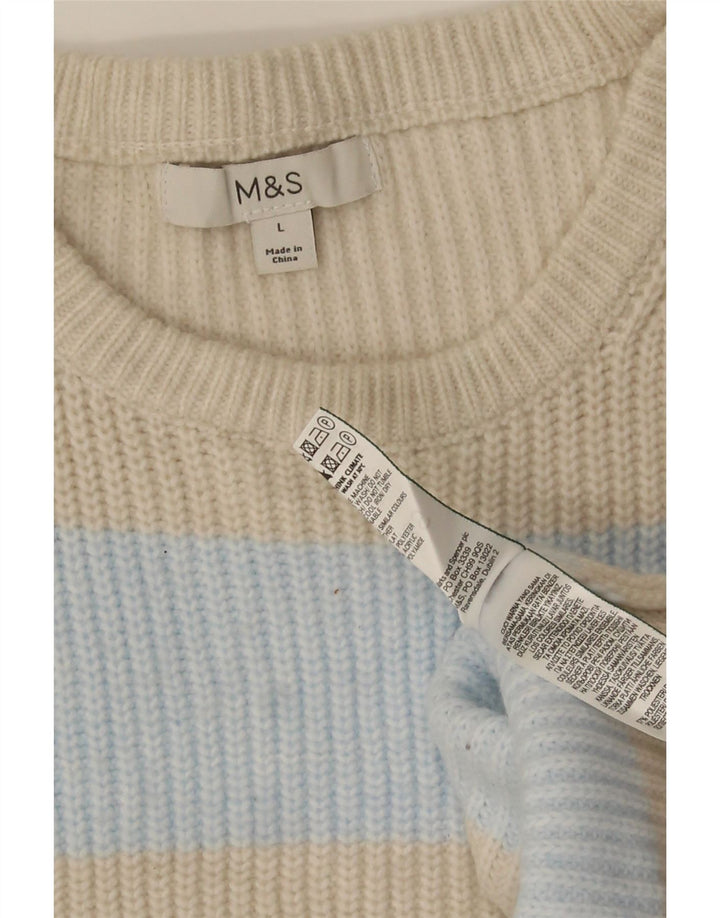 Marks & Spencer Pull ras du cou pour femme UK 14 Beige moyen rayé