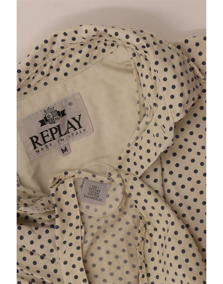 Replay Chemise à Manches Courtes Homme Beige Moyen Tacheté Coton