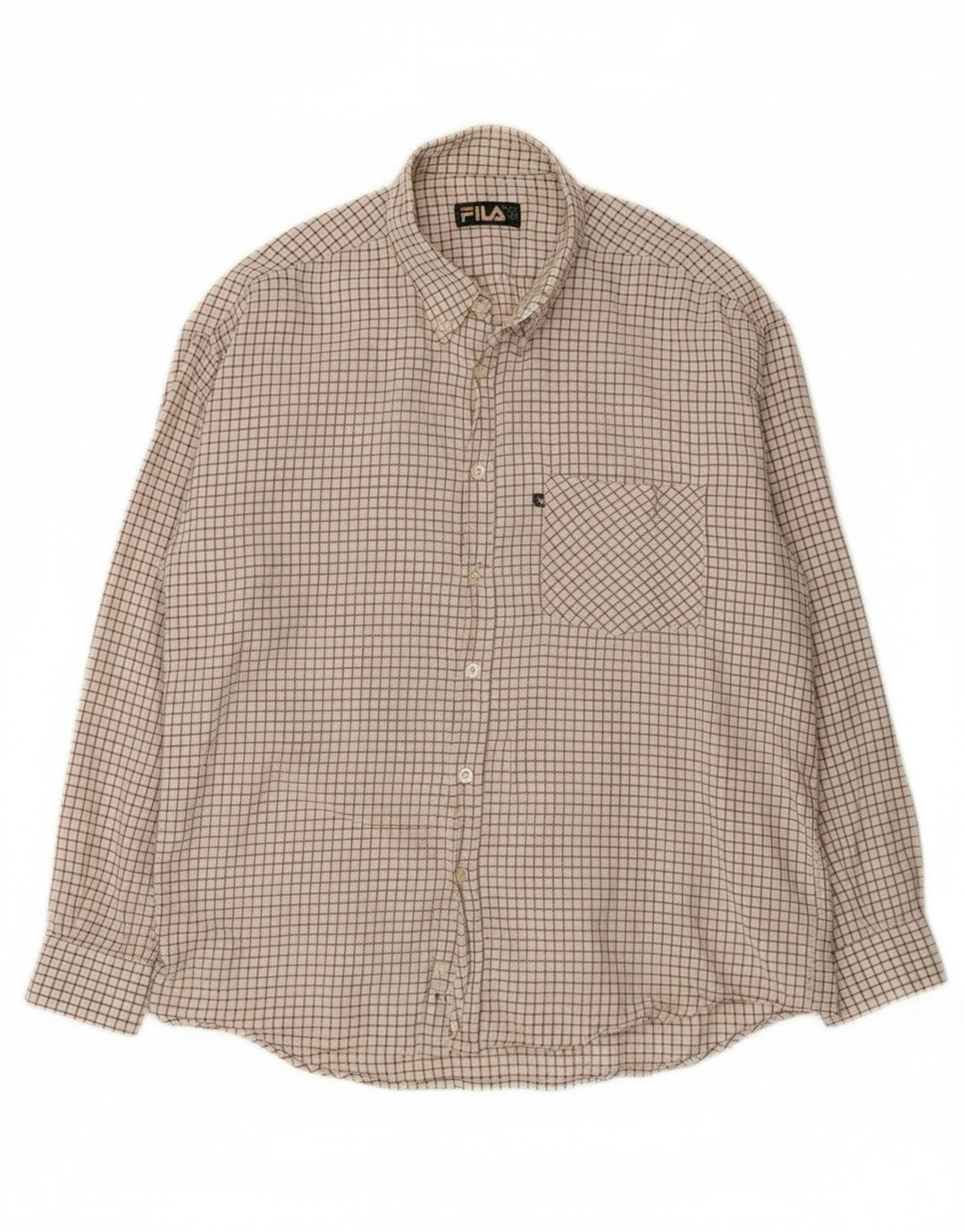 FILA Mens Shirt XL Off White Check Cotton