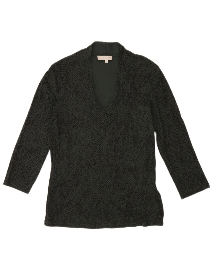 HOBBS Haut Femme Manches 3/4 UK 6 XS Vert Animal Imprimé Viscose