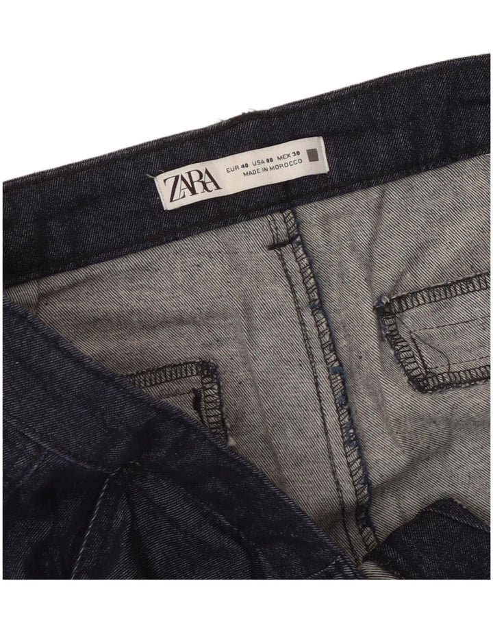 Zara Pantalon court pour femme EU 40 Medium W30 L25 Bleu marine