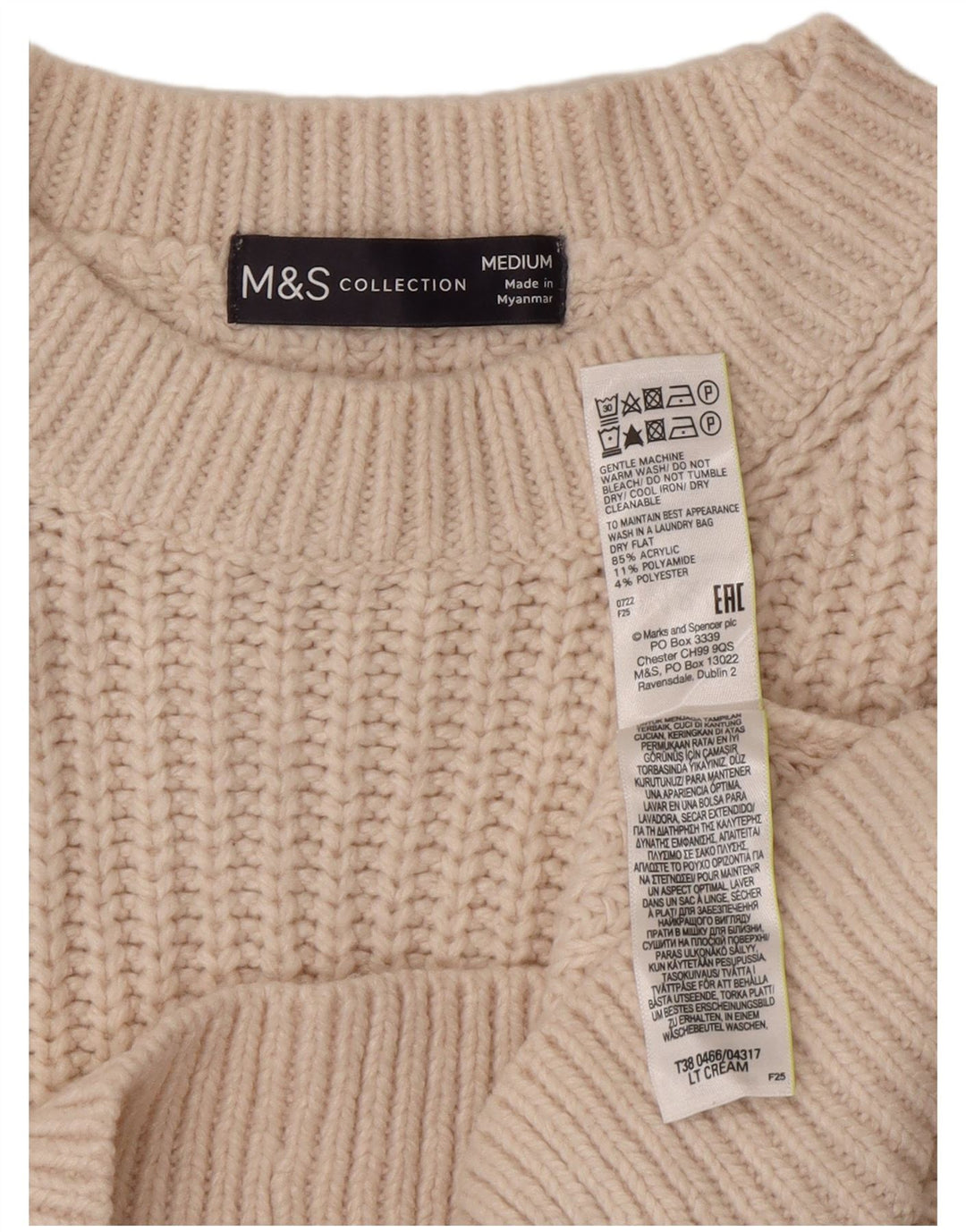 Marks & Spencer Pull à col rond pour femme UK 14 Medium Off White