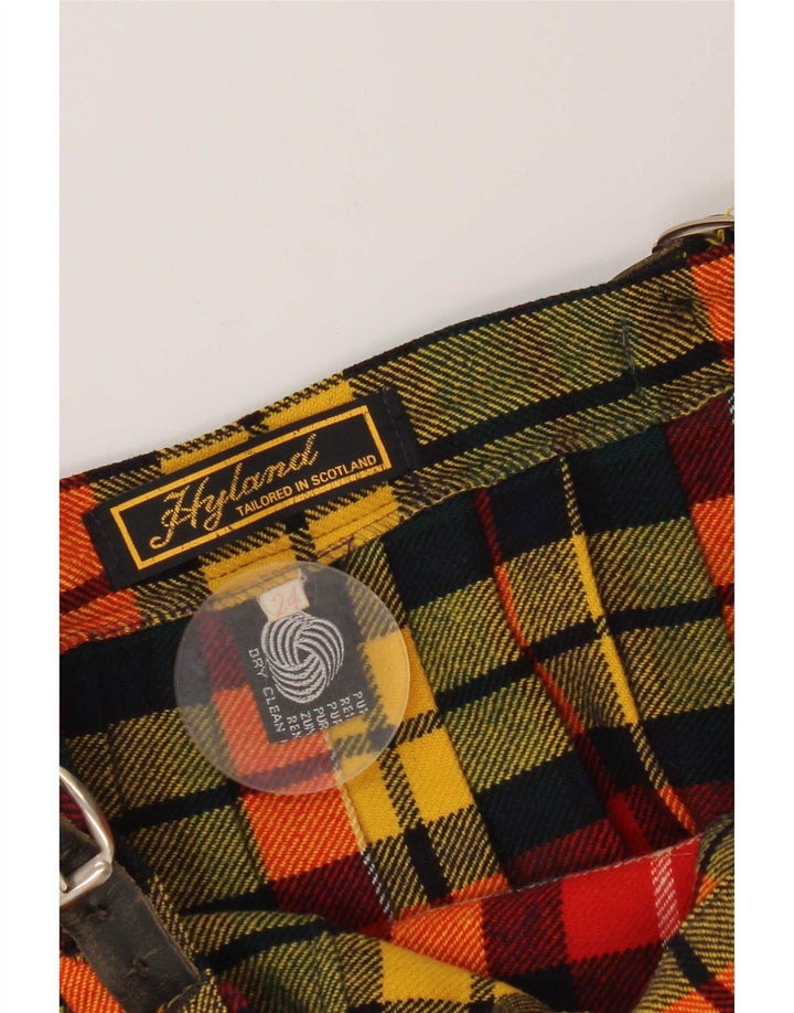 vintage Womens Wrap Jupe W24 XS Multicolore Check New Wool