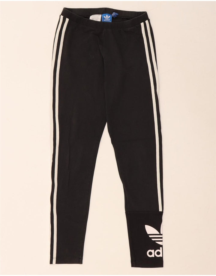 ADIDAS Leggings graphiques pour femmes UK 10 petit coton noir