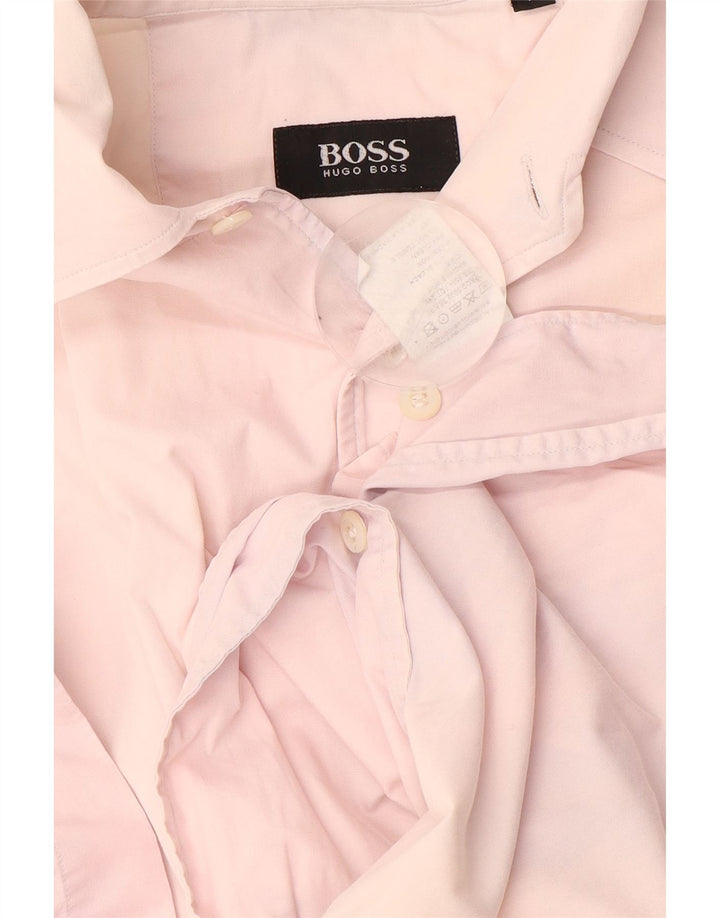 HUGO BOSS Chemise à Manches Courtes Homme Rose Moyen Coton