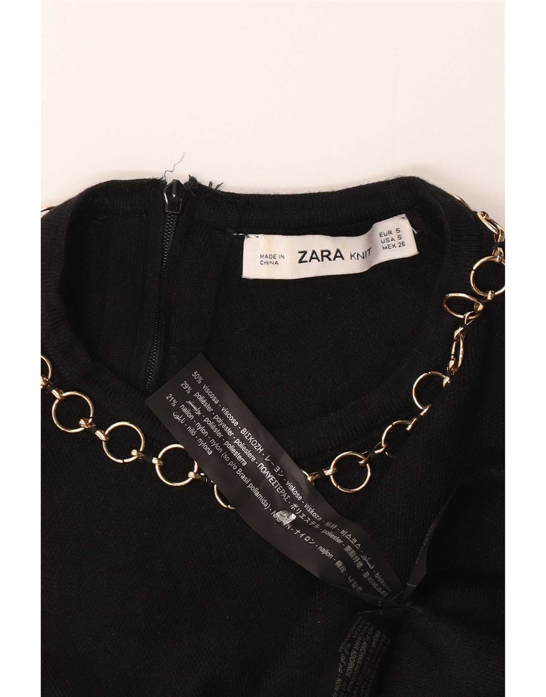 Zara Womens Crop Blouse Top UK 10 Petit Viscose Noir