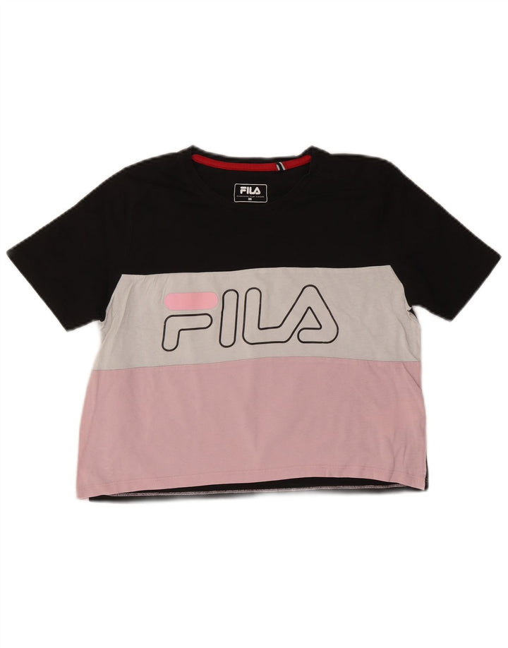 FILA T-shirt graphique pour femme UK 12 Medium Multicolore Colourblock