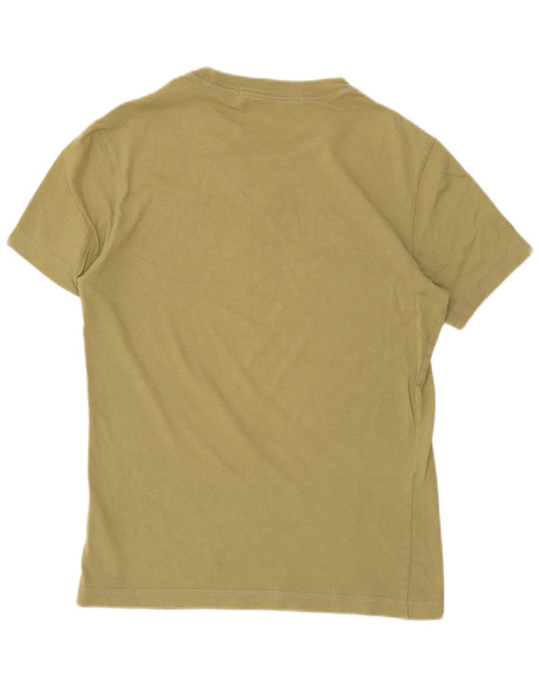Calvin Klein Jeans T-shirt graphique pour femme UK 6 XS Kaki Coton