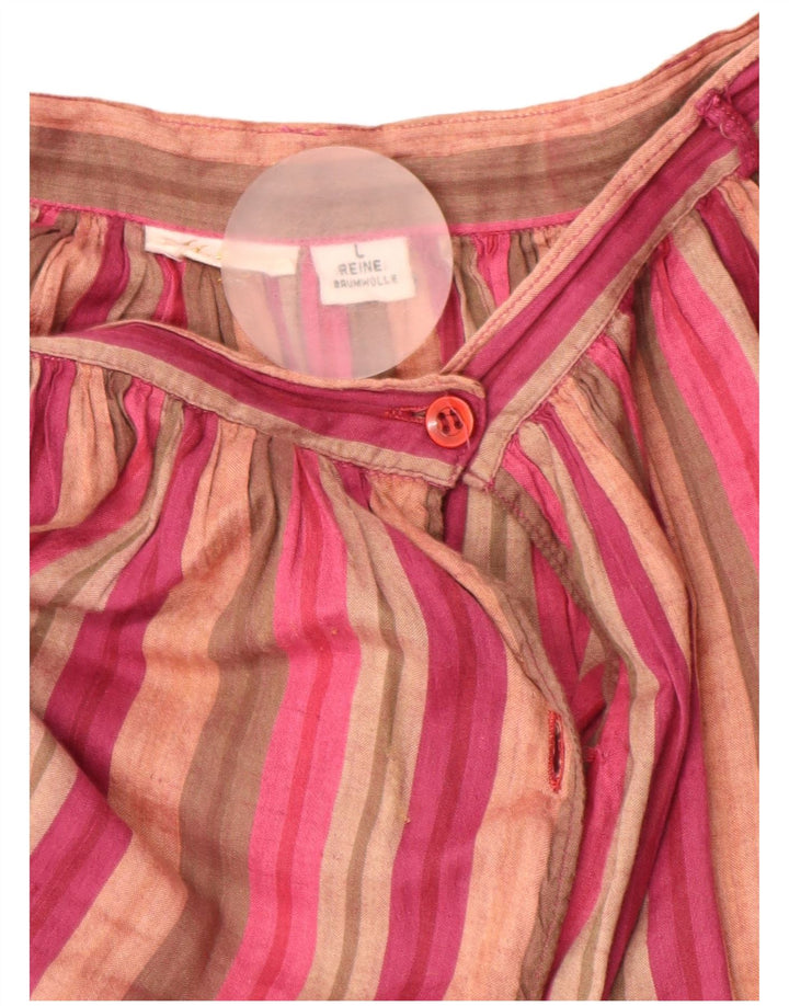 VINTAGE Femmes Taille Haute Jupe Plissée Grande W26 Rayé Multicolore