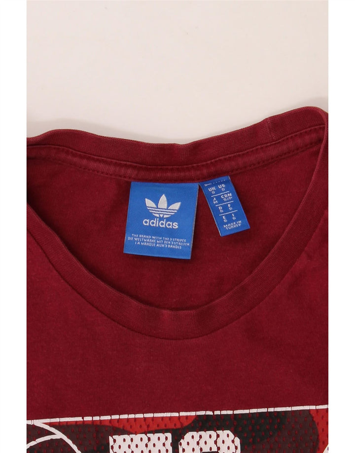 ADIDAS Womens Graphic T-Shirt Top Small Red Cotton Vintage Adidas and Second-Hand Adidas from Messina Hembry 