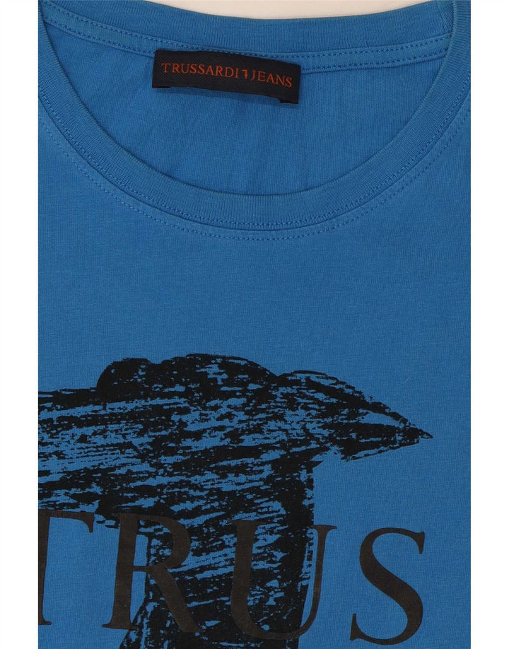 Trussardi Jeans T-Shirt Graphique Bleu Moyen Homme