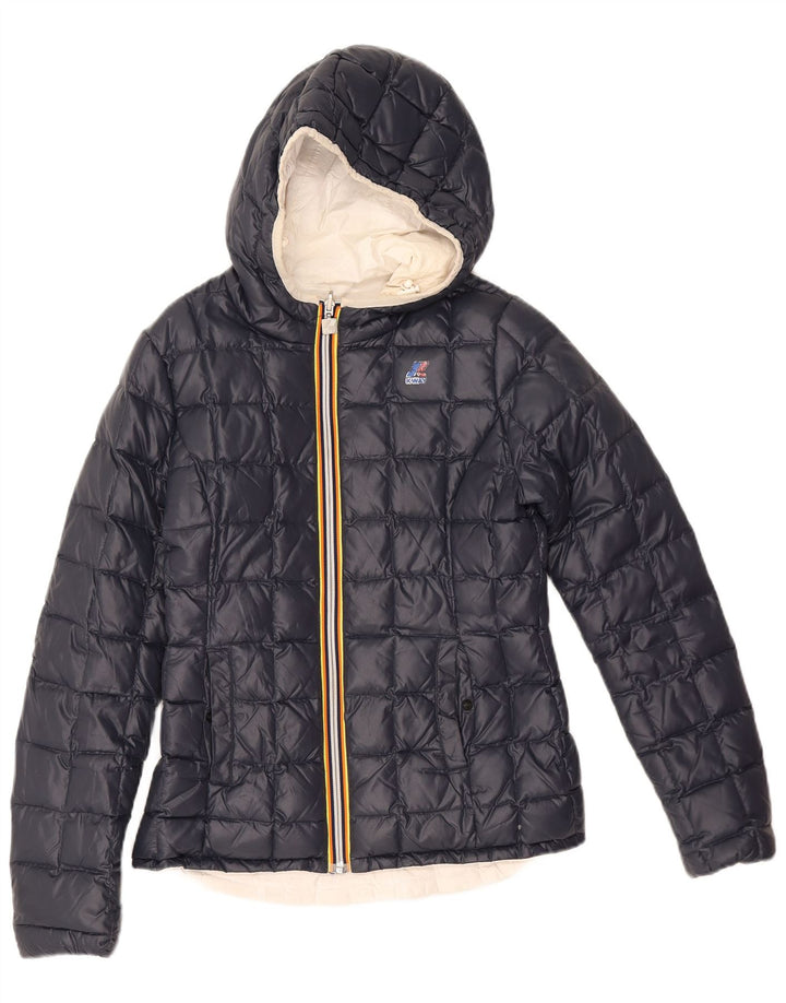 K-Way Veste matelassée à capuche fille 7-8 ans bleu marine