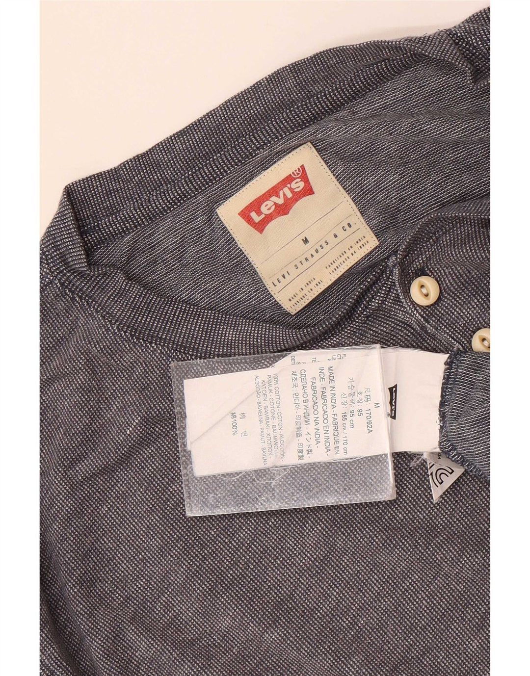 Levi's Top Manches Longues Homme Gris Moyen Coton