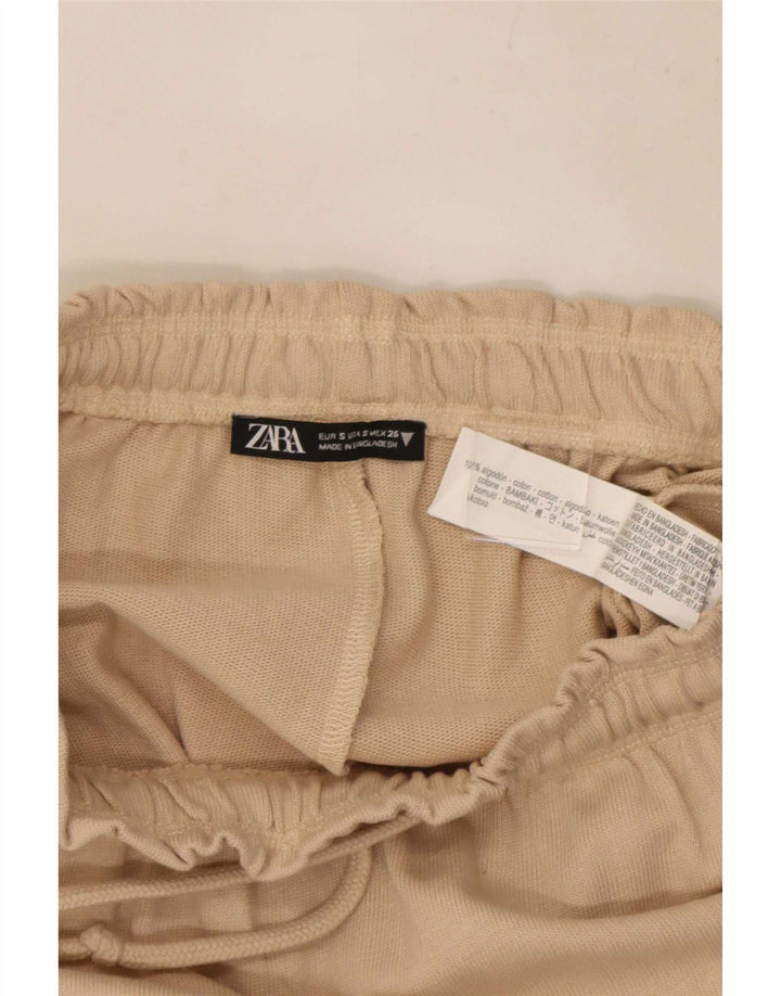 Zara Femme Jupe Midi Petite W26 Coton Beige