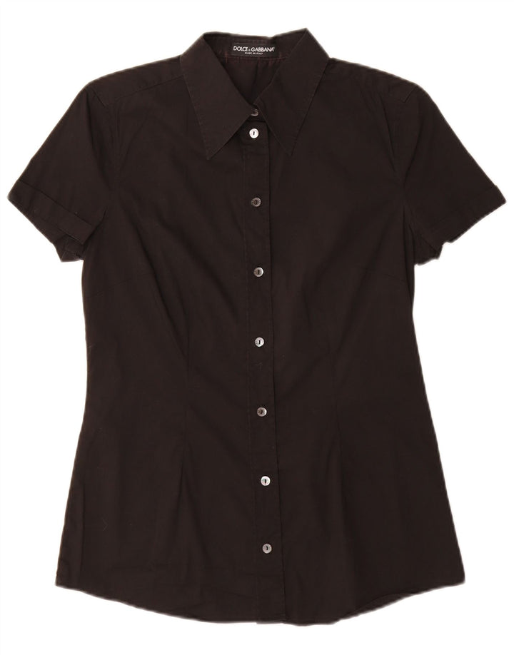 Dolce & Gabbana Chemise à manches courtes pour femme IT 42 Coton noir moyen