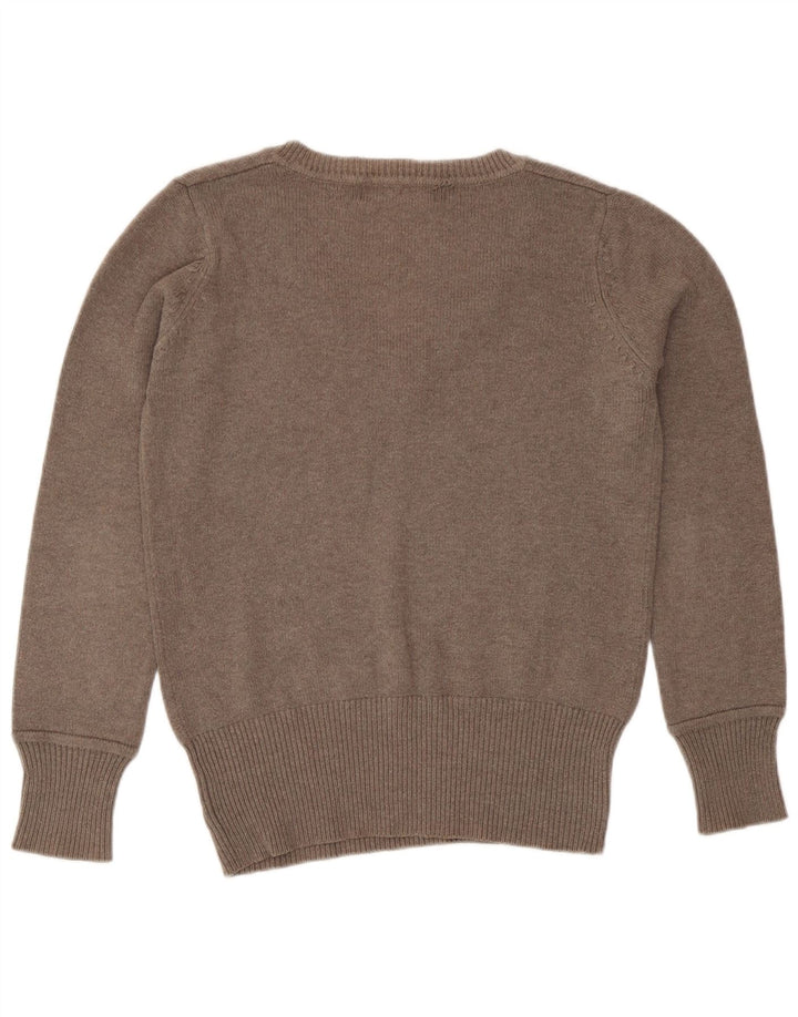 Zara Pull col V pour femme UK 14 Marron moyen