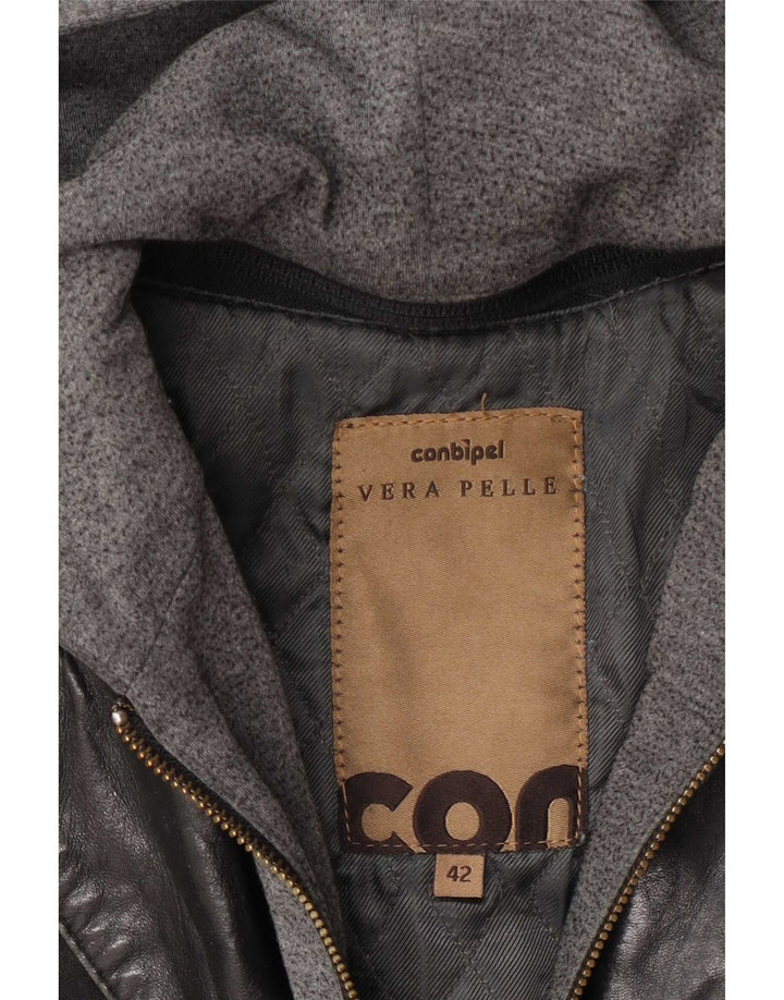 Conbipel Veste utilitaire à capuche en cuir pour femme IT 42 Noir moyen