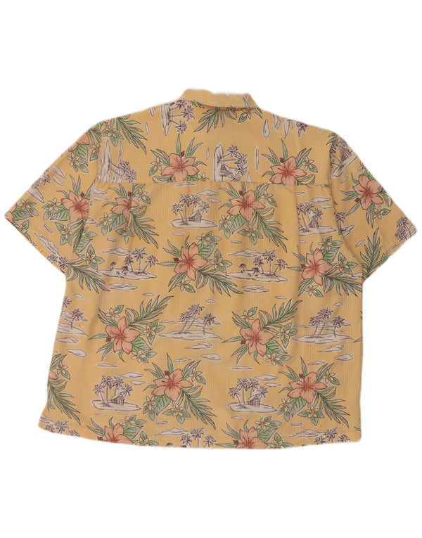 Chemise à manches courtes Vintage pour hommes 2XL rayonne florale jaune