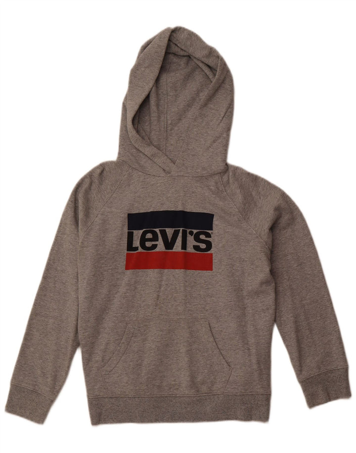 LEVI'S Pull à capuche graphique pour femme UK 14 Gris moyen en coton moucheté