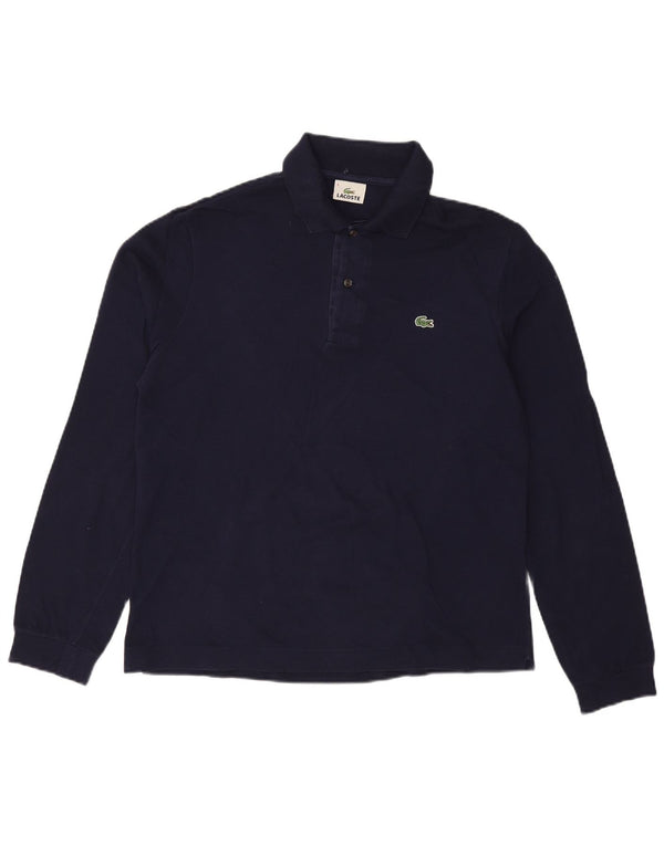 LACOSTE Mens Long Sleeve Polo Shirt Size 4 Medium Navy Blue Cotton