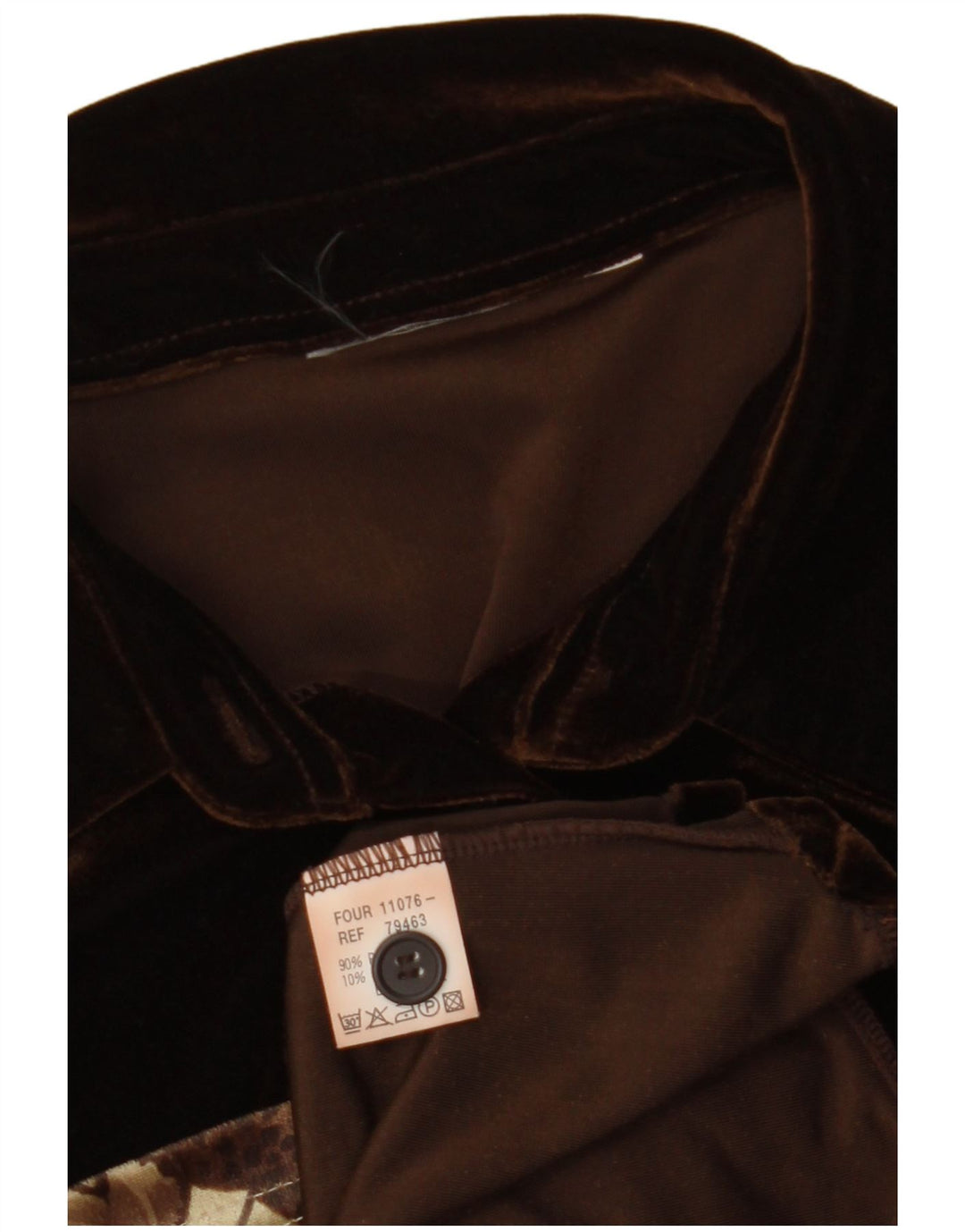 VINTAGE Femme Velours Chemise sans manches Blouse UK 12 Medium Brown Floral