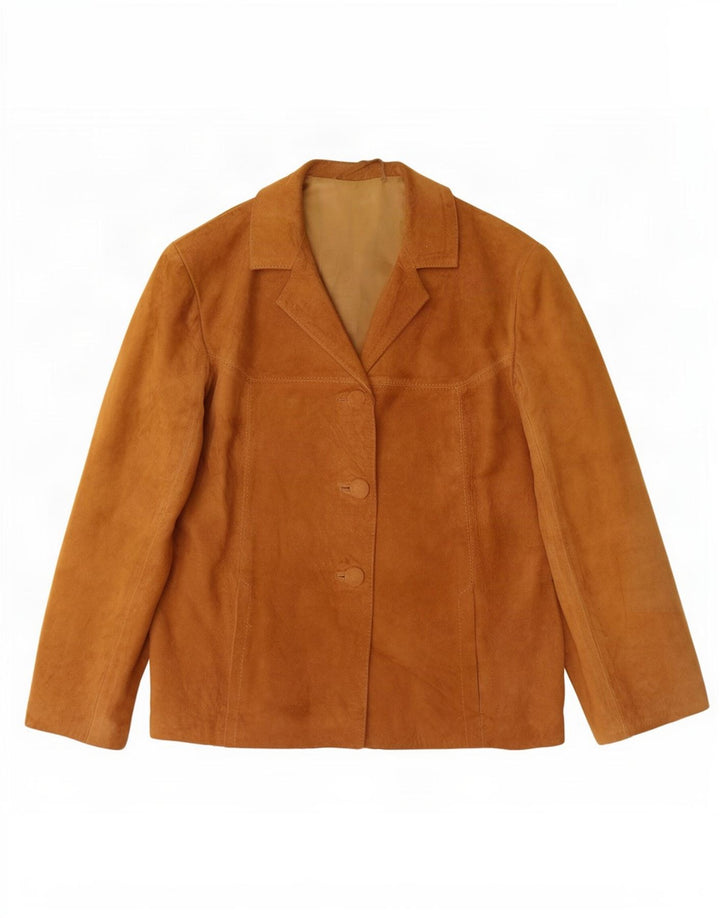 vintage Femme 3 Boutons Blazer En Daim Veste UK 14 Beige Moyen