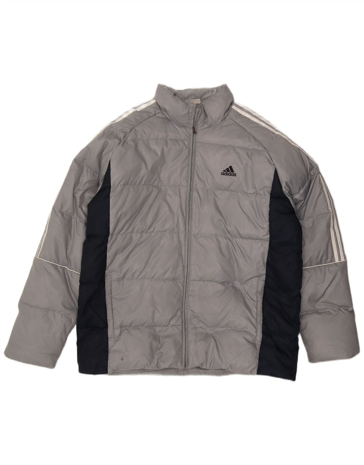 Adidas Veste matelassée à trois rayures pour homme UK 40 Large Gris Colorblock