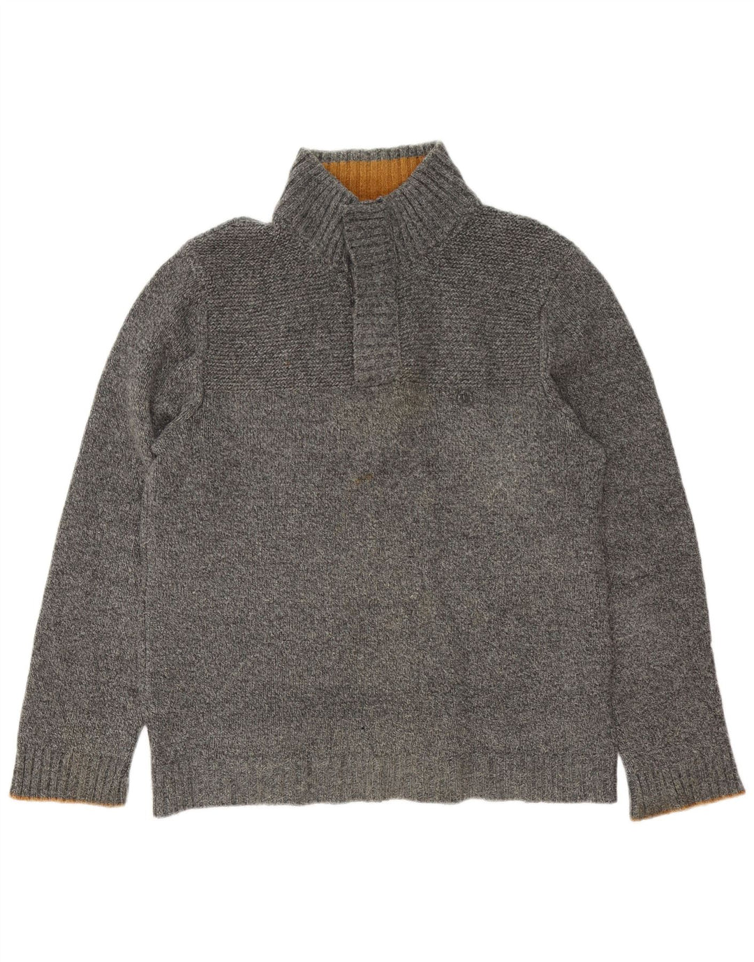 Fat Face Pull à col boutonné pour homme en laine mouchetée Gris Taille L
