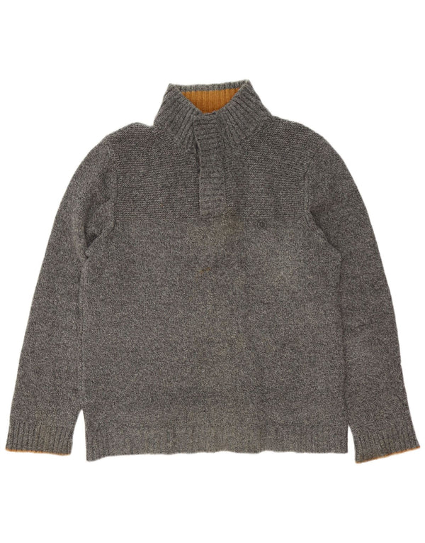 Fat Face Pull à col boutonné pour homme en laine mouchetée Gris Taille L