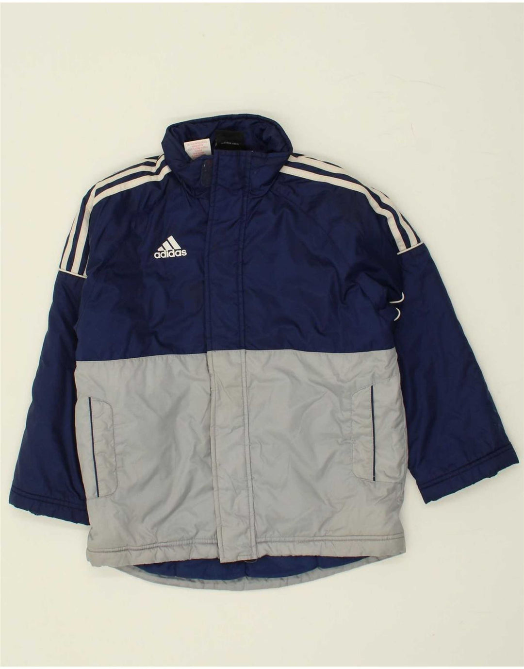 ADIDAS Boys Padded Jacket 7-8 Years Navy Blue Colourblock Polyester Vintage Adidas and Second-Hand Adidas from Messina Hembry 
