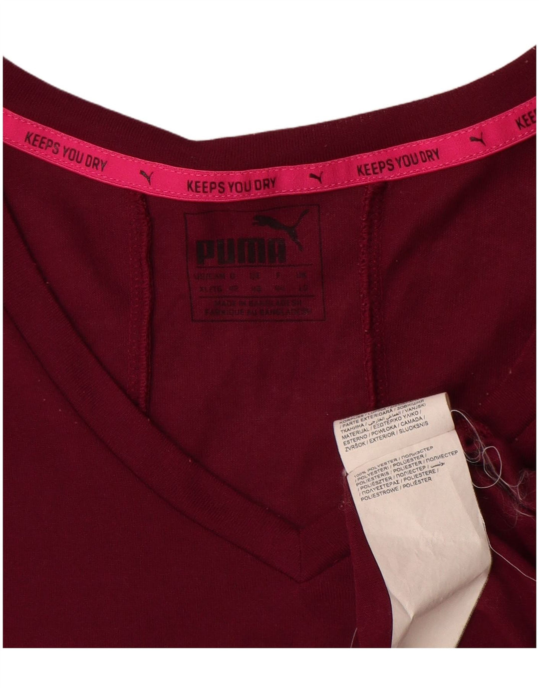 Puma T-Shirt Femme Top UK 16 Large Bordeaux Polyester