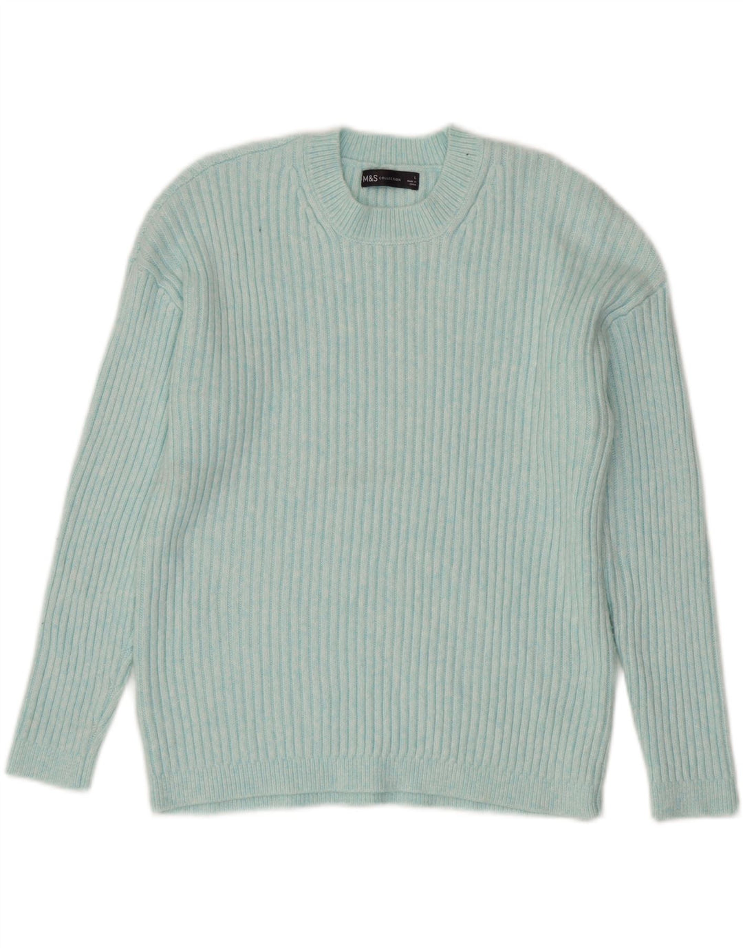 MARKS & SPENCER Pull à col rond pour femme UK 16 Grand Bleu Polyester
