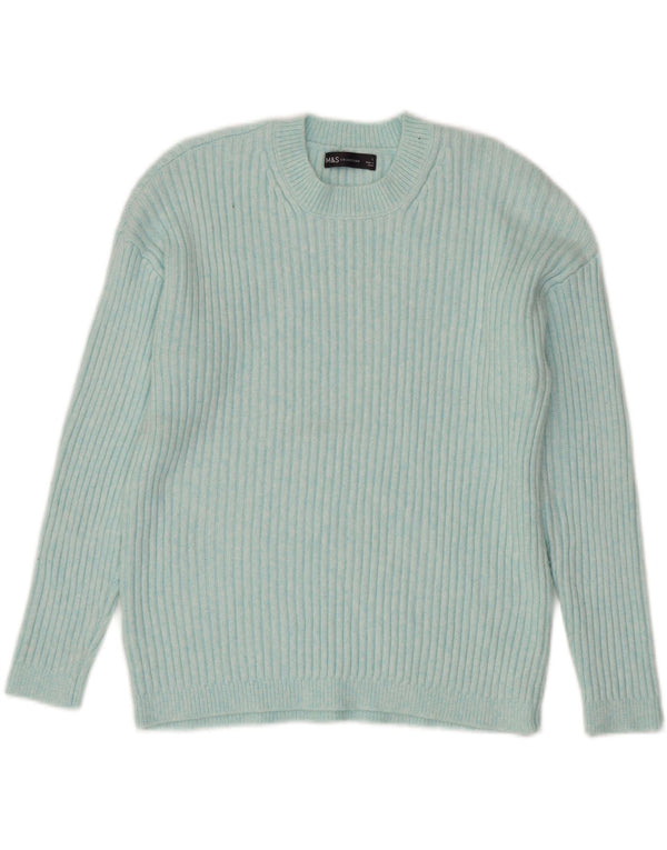 MARKS & SPENCER Pull à col rond pour femme UK 16 Grand Bleu Polyester