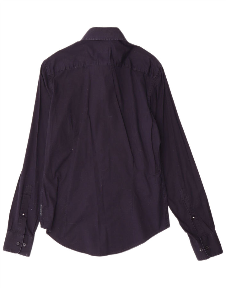 Armani Jeans Chemise sur mesure pour homme en coton bleu marine Small