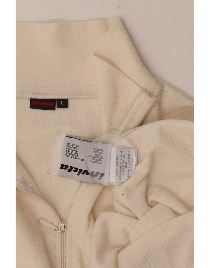 Invicta Pull polaire à col zippé pour homme Large en polyester blanc cassé