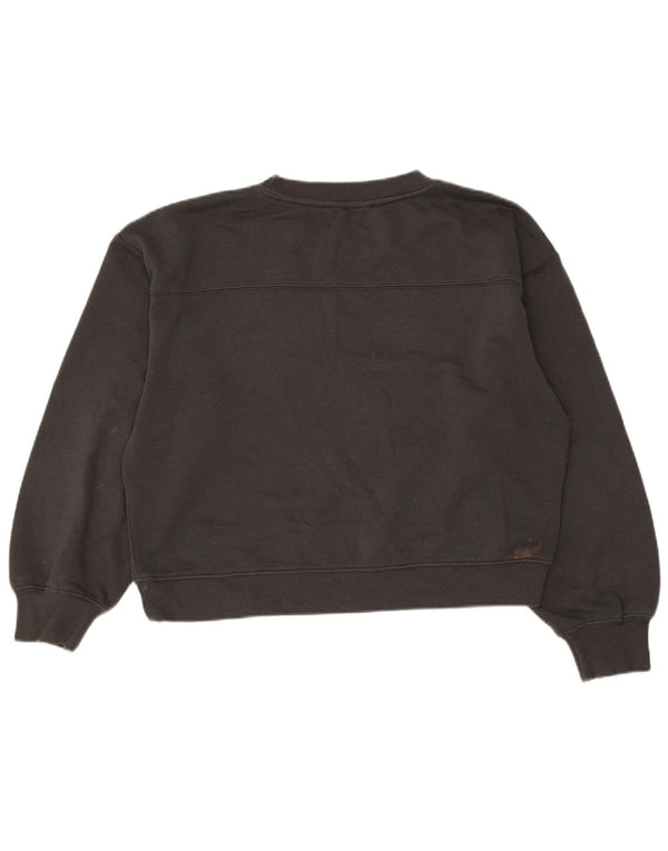 Zara Womens Crop Sweatshirt Jumper UK 14 Gris Moyen Polyester