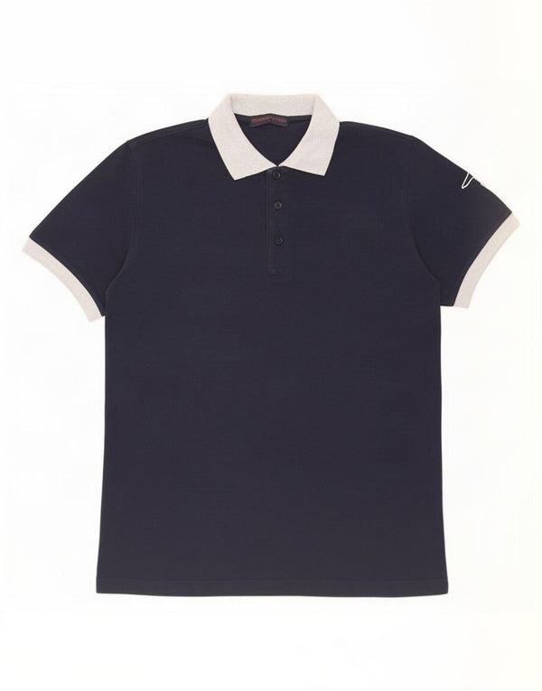 Trussardi Jeans Polo Rugby Homme Large Bleu Marine Coton