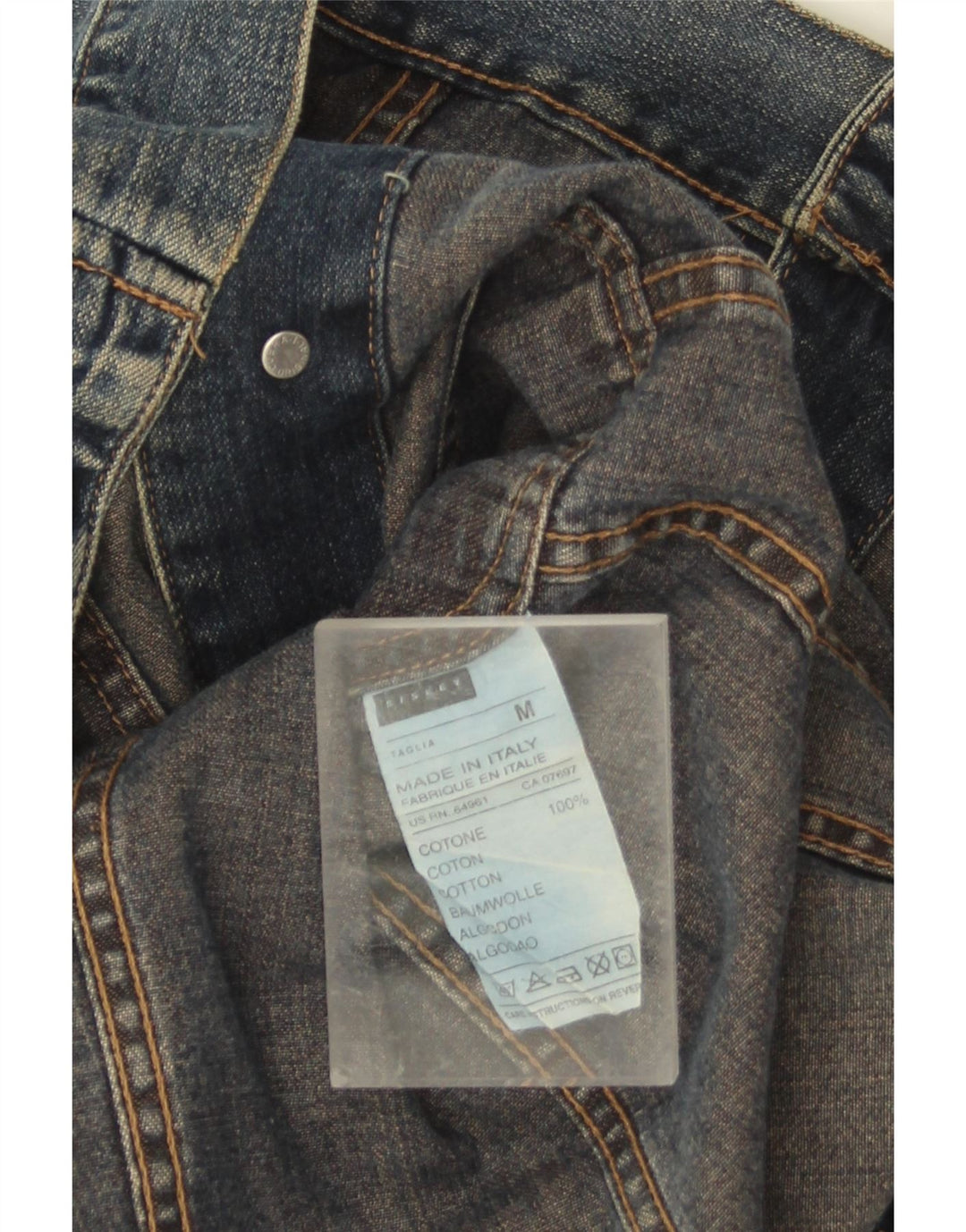 Sisley Veste en Jean Femme UK 14 Bleu Moyen Coton