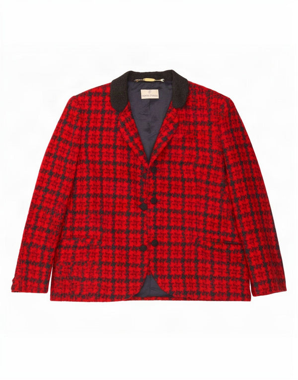 Donna Enrica Veste blazer à 3 boutons pour femme UK 16 Grand pied-de-poule rouge
