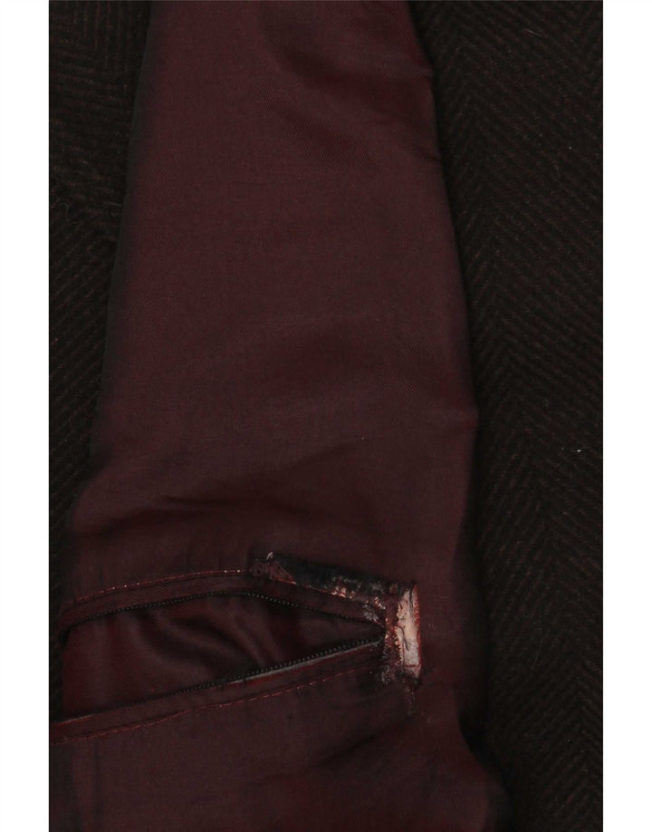 Bugatti Mens Overcoat UK 40 Large Brown Herringbone Virgin Wool