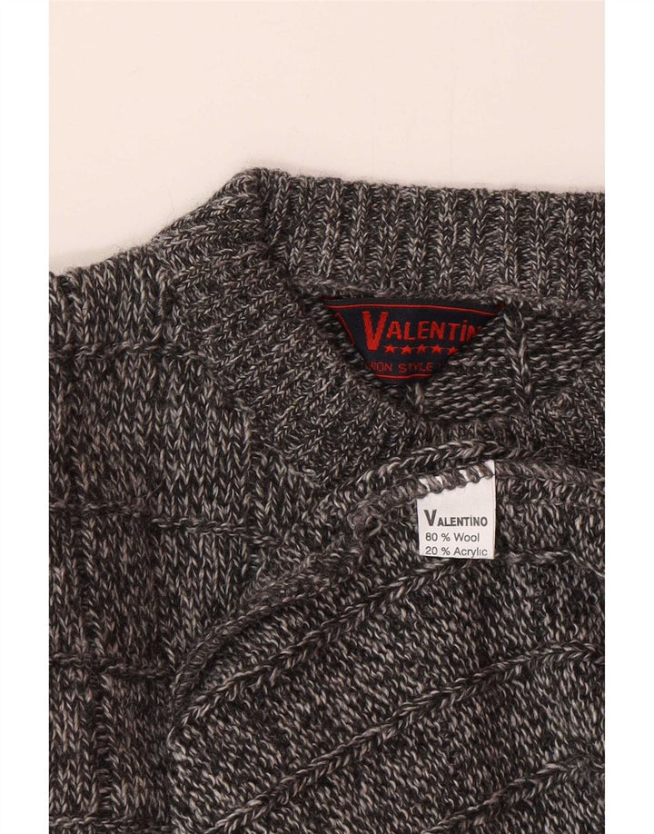 Valentino Pull à col rond pour homme en laine gris moyen