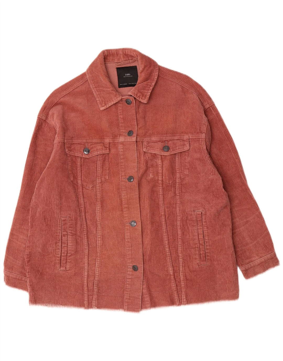 Zara Veste surdimensionnée en velours côtelé pour femme UK 14 Coton rose moyen