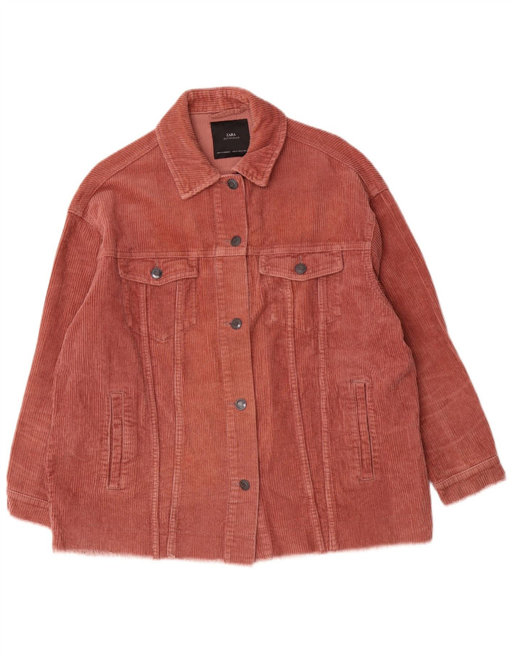 Zara Veste surdimensionnée en velours côtelé pour femme UK 14 Coton rose moyen