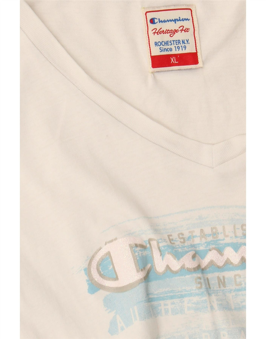 CHAMPION T-shirt graphique Heritage Fit pour femme UK 18 XL Blanc