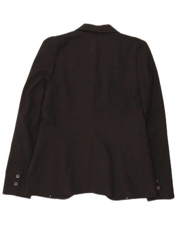 Zara Femme 1 Bouton Blazer Veste UK 10 Petit Noir Polyester