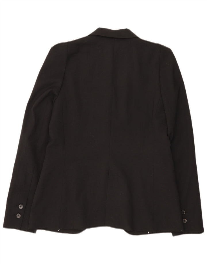 Zara Femme 1 Bouton Blazer Veste UK 10 Petit Noir Polyester