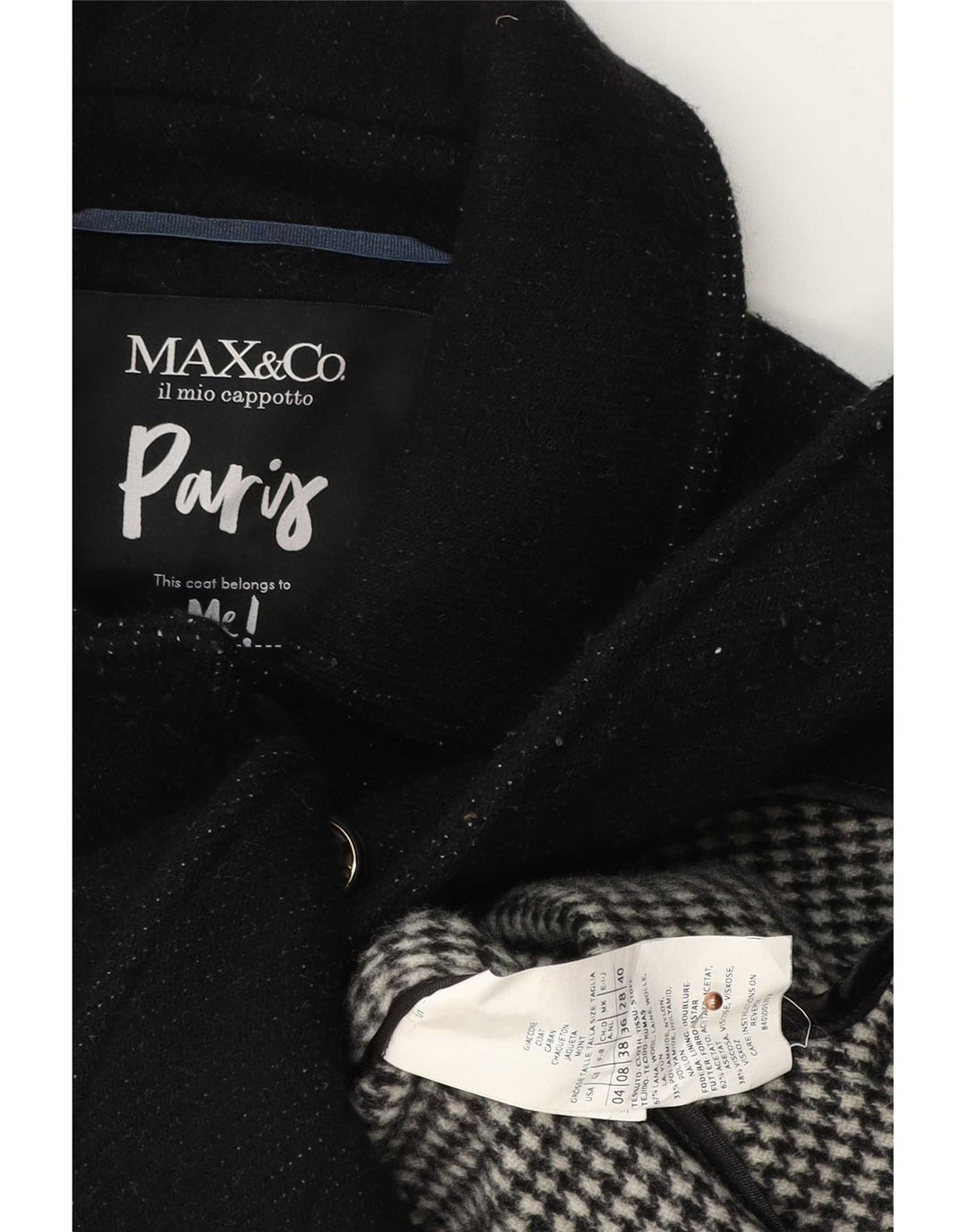 Max&Co. Manteau Femme UK 8 Petite Laine Noire