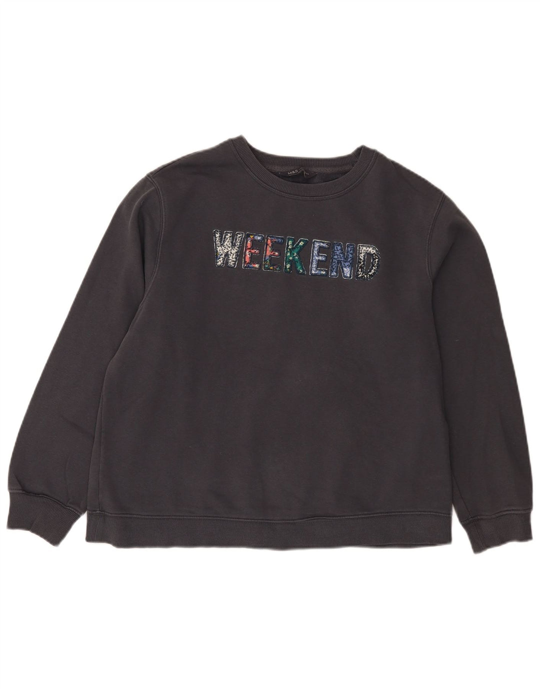 Marks & Spencer Sweat-shirt graphique Weekend pour femme UK 14 Large Noir