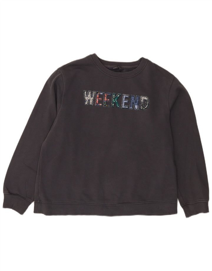 Marks & Spencer Sweat-shirt graphique Weekend pour femme UK 14 Large Noir