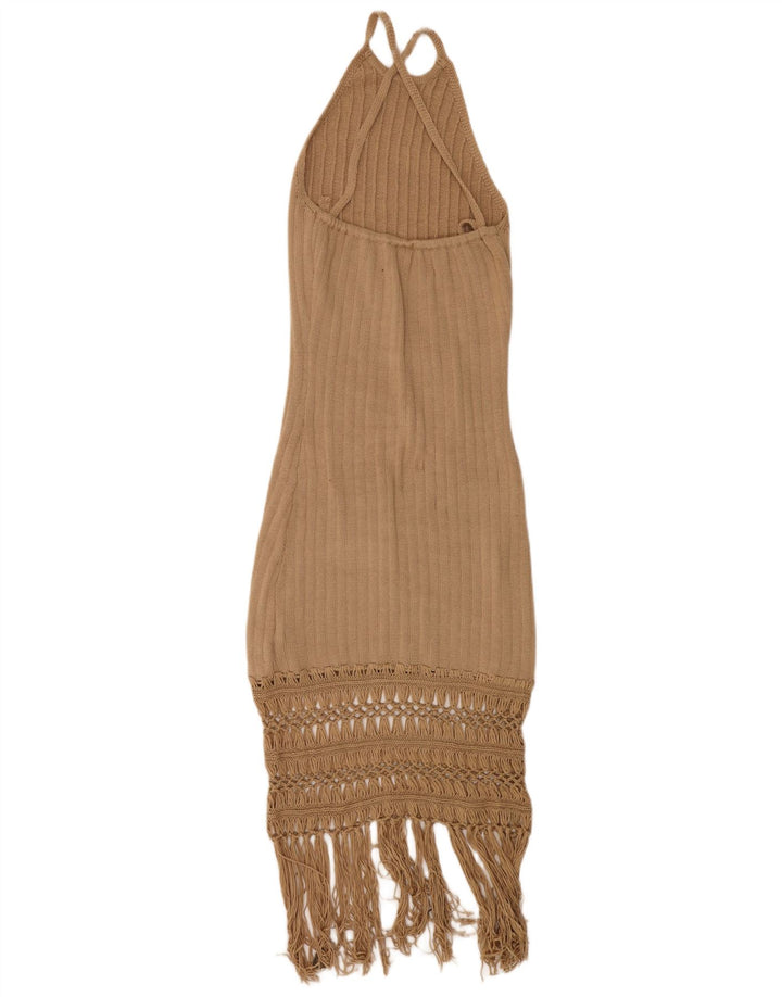 Shein Robe dos nu en tricot pour femme UK 44 Large Beige Polyester